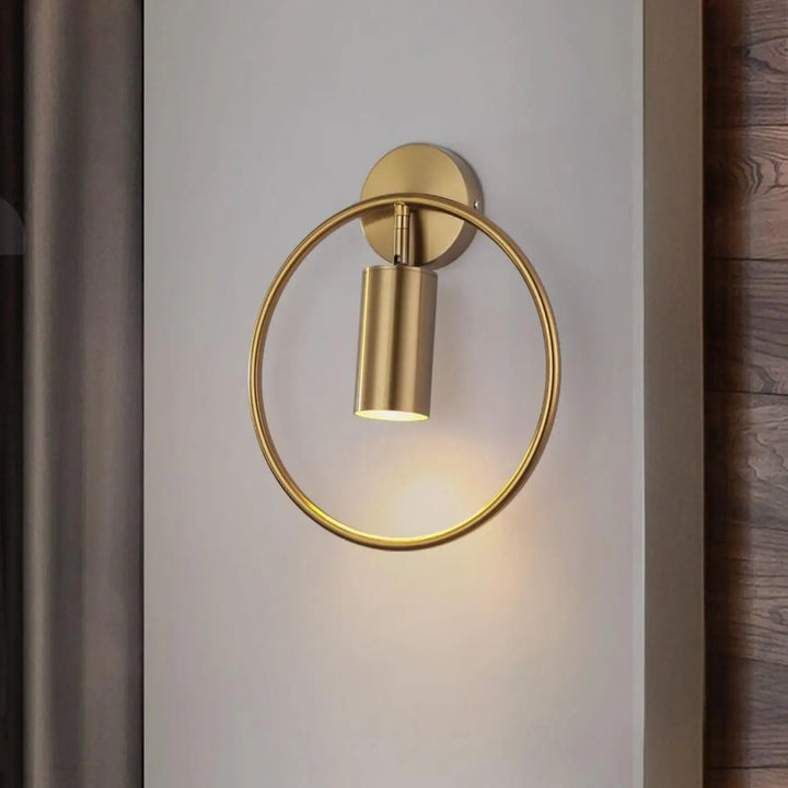 Applique Murale Bronze Doré Design Cercle Cylindre