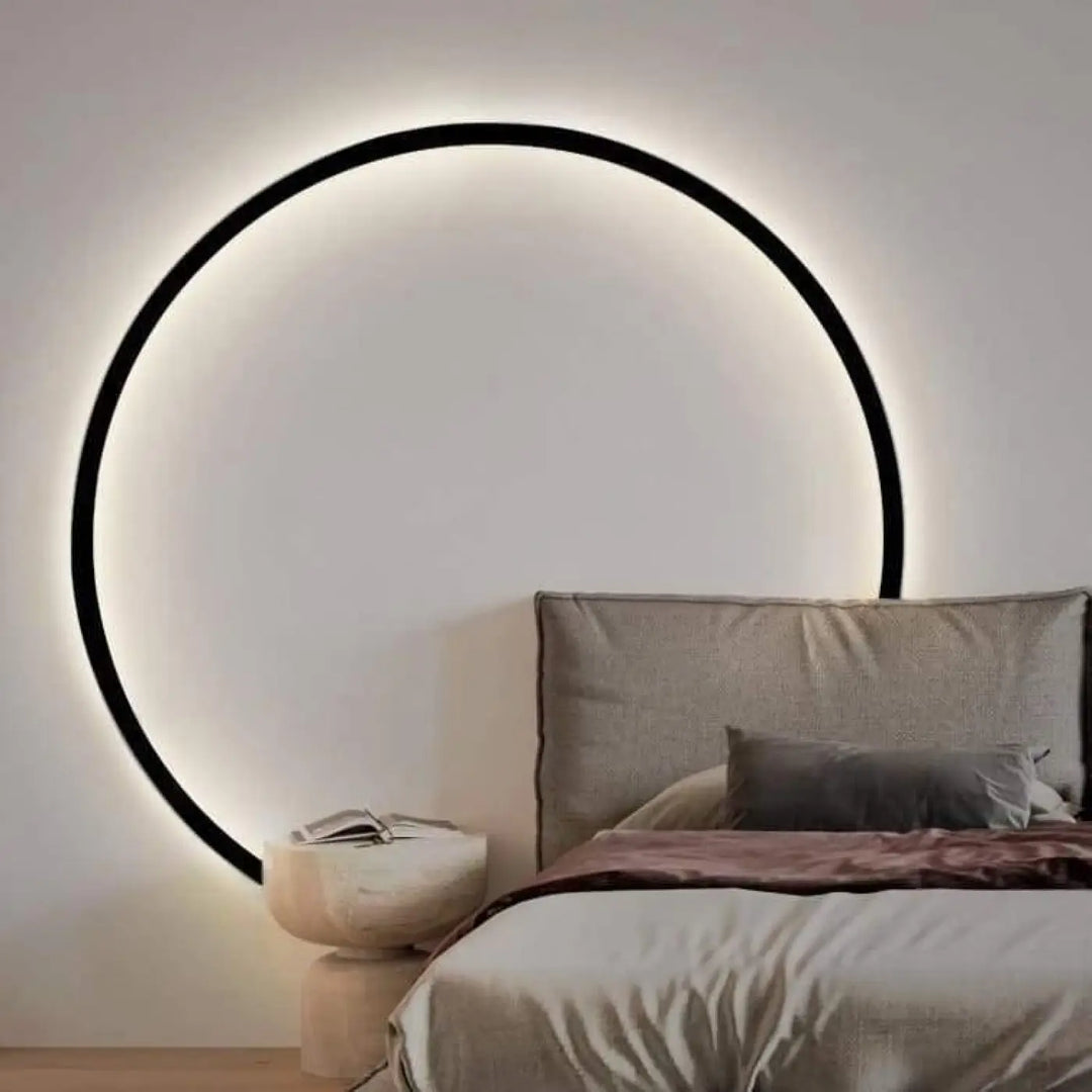 Applique Murale Cercle Noir en Acrylique et Aluminium