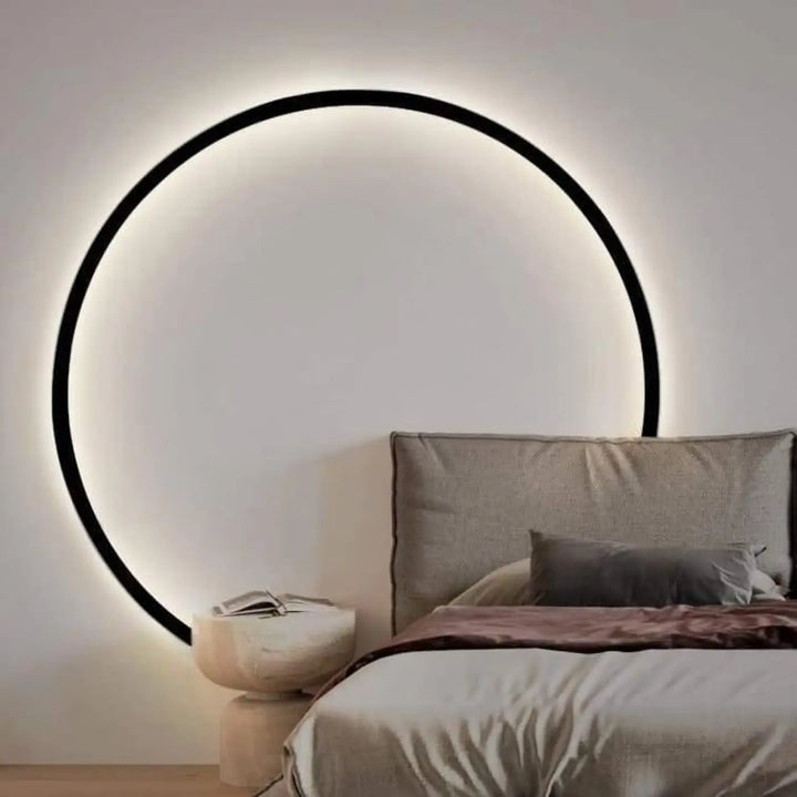 Applique Murale Cercle Noir en Acrylique et Aluminium