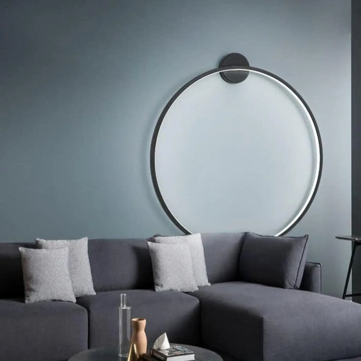 Applique Murale Cercle Noir en Acrylique et Aluminium