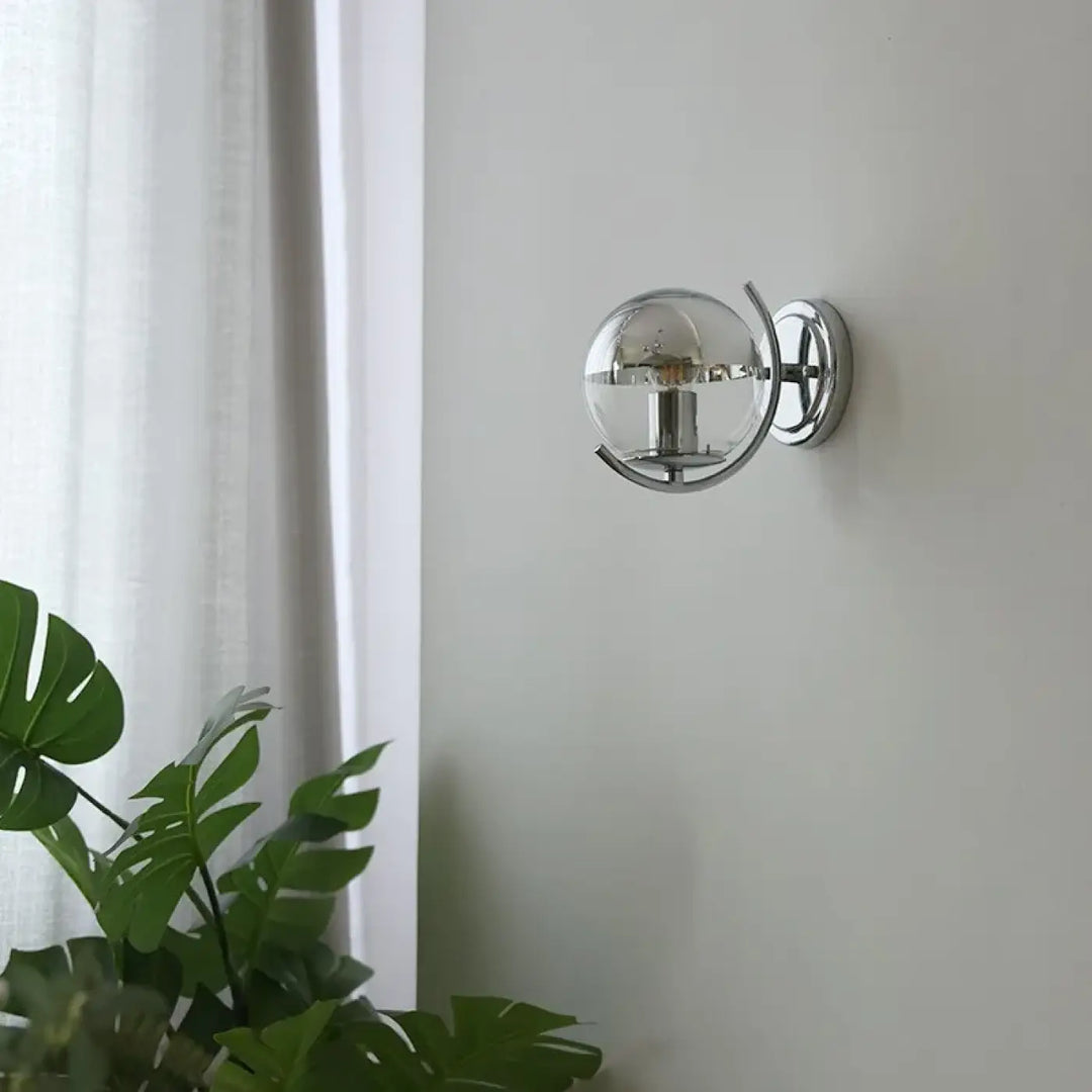 Applique Murale Globe Transparent Et Métal Argent Chic