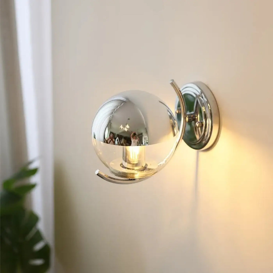 Applique Murale Globe Transparent Et Métal Argent Chic