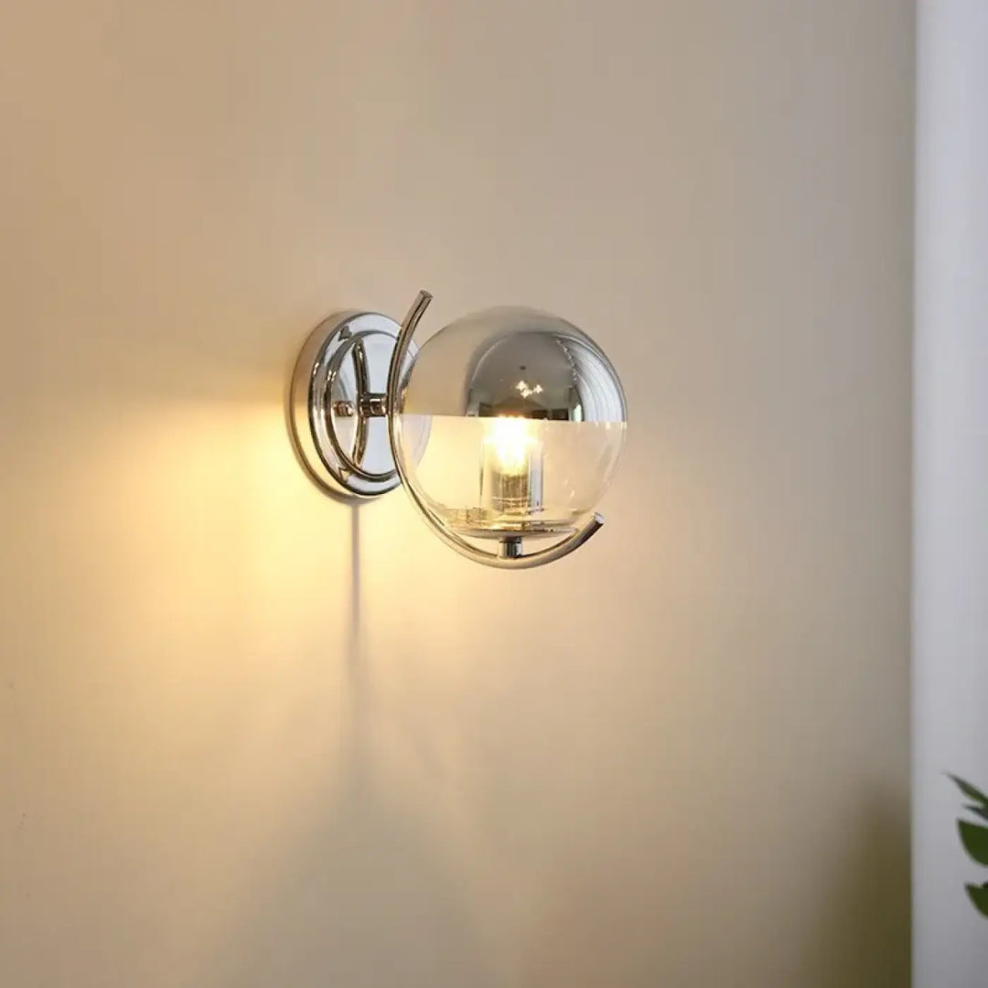 Applique Murale Globe Transparent Et Métal Argent Chic