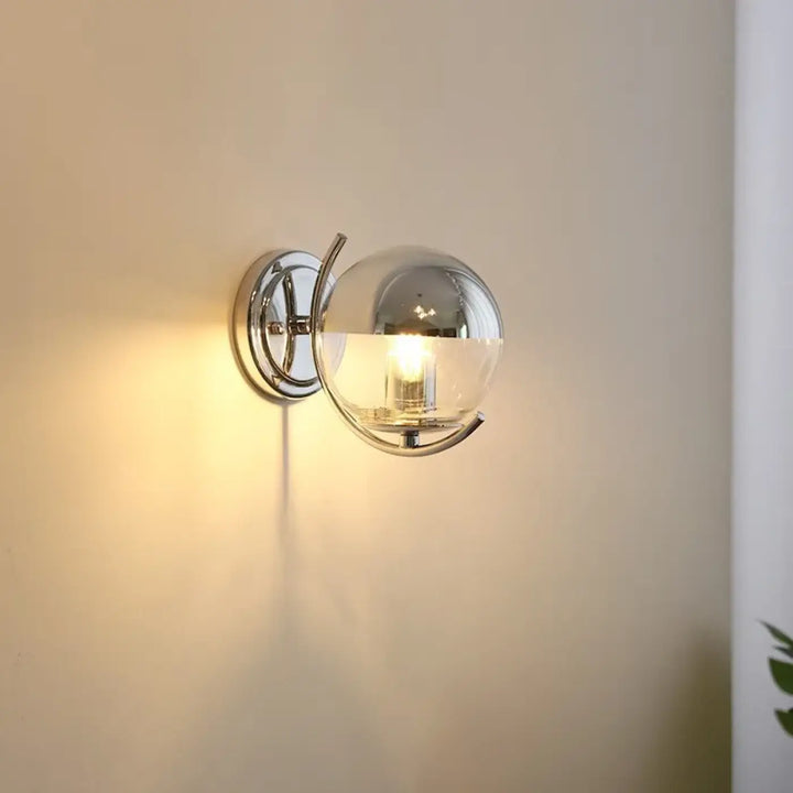 Applique Murale Globe Transparent Et Métal Argent Chic