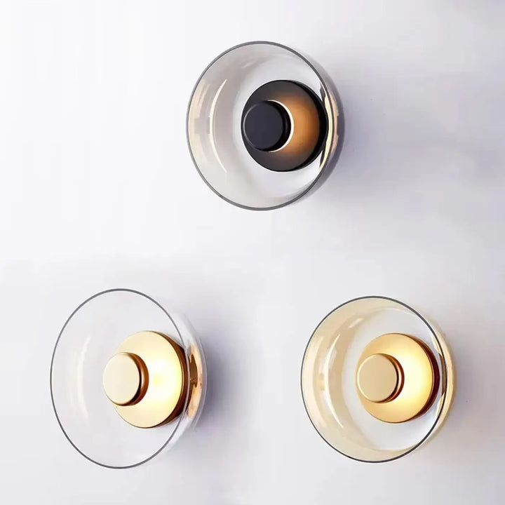 Applique murale contemporaine ronde en verre clair design moderne