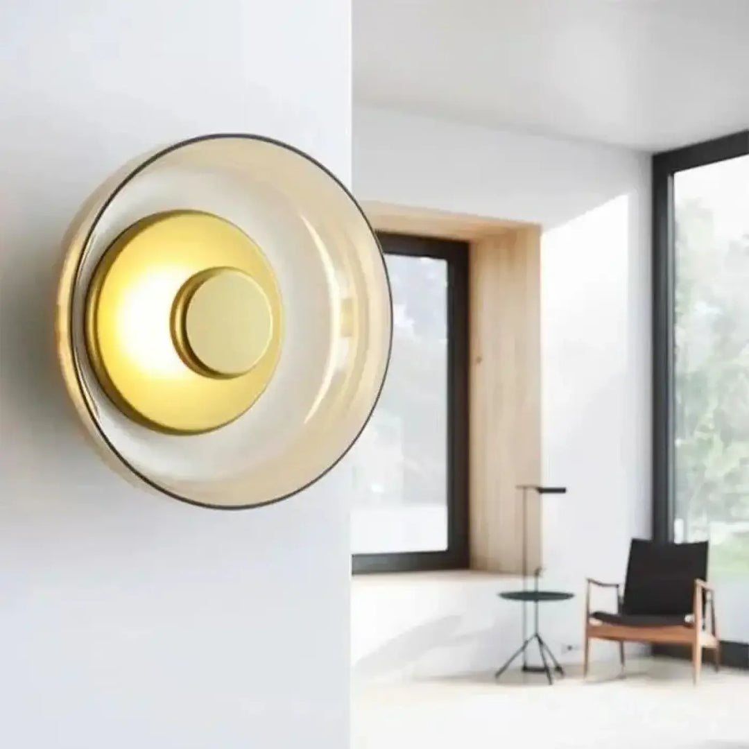 Applique murale contemporaine ronde en verre clair design moderne