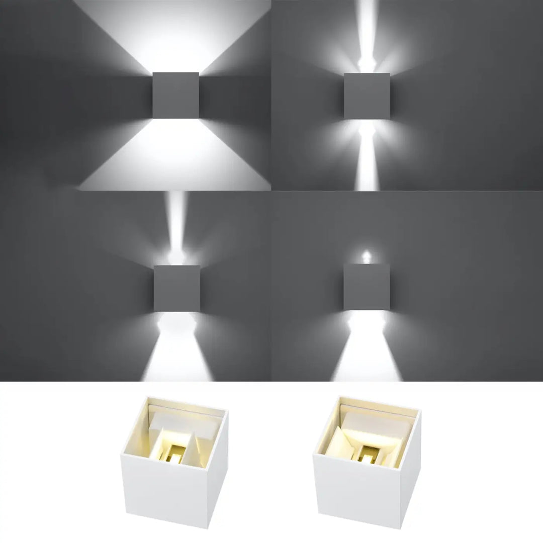 Applique luca blanche carrée avec design minimaliste et efficacité énergétique pour usage intérieur et extérieur ip54