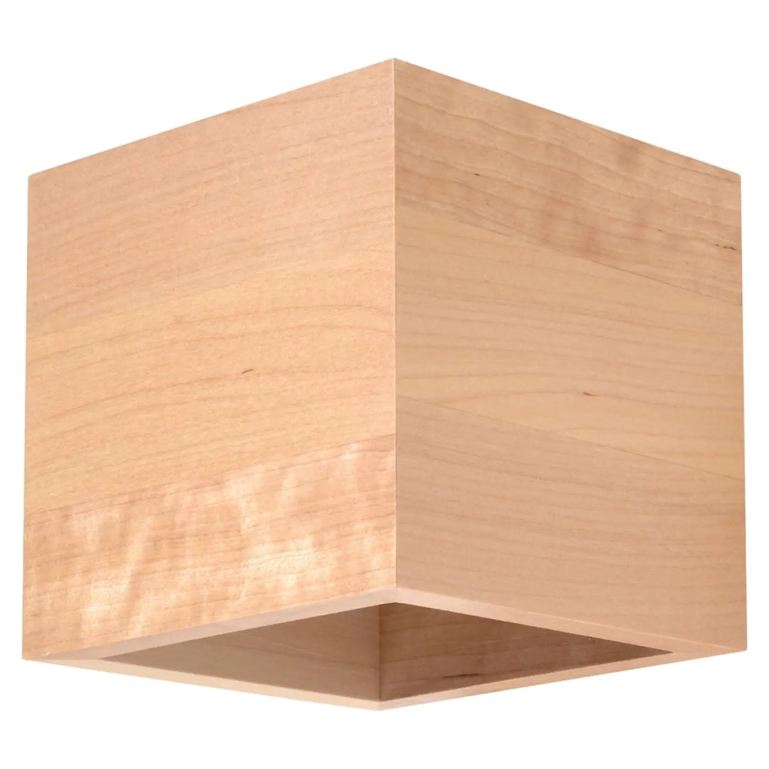 Applique murale quad bois naturel en cube de bois clair avec finition lisse et grain visible pour une ambiance chaleureuse montée individuellement