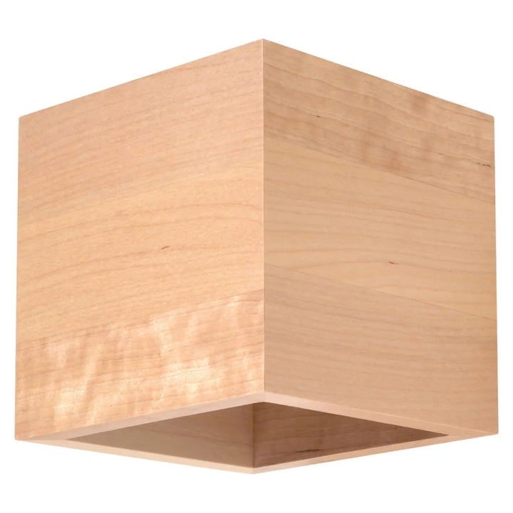 Applique murale quad bois naturel en cube de bois clair avec finition lisse et grain visible pour une ambiance chaleureuse montée individuellement