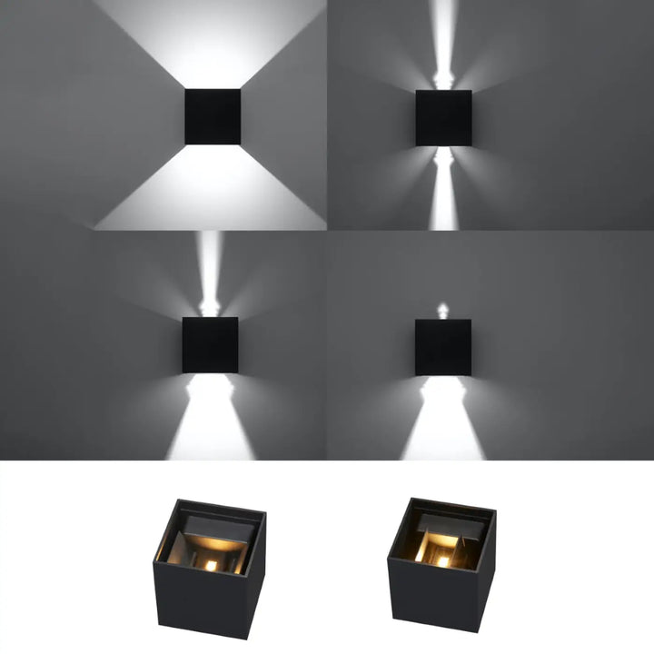 L’applique luca murale carrée noire avec deux faisceaux lumineux ajustables pour un effet lumineux moderne