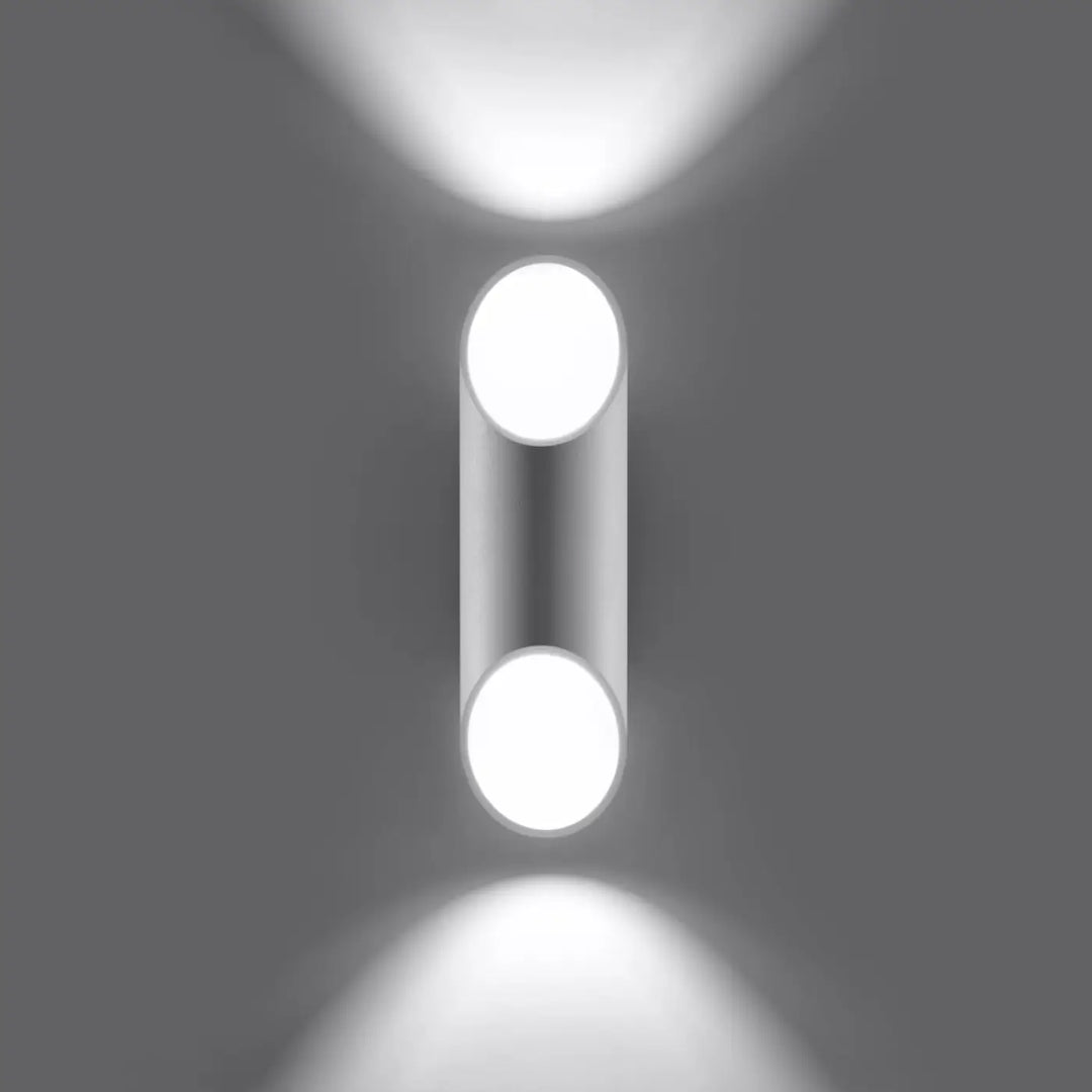 Applique murale penne 30 blanc avec double module led cylindrique finition argenté pour couleurs classiques