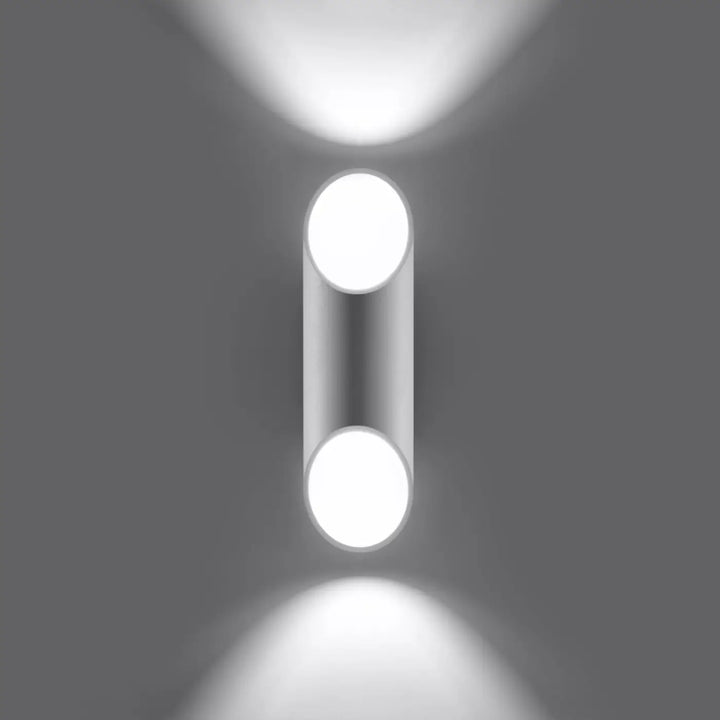Applique murale penne 30 blanc avec double module led cylindrique finition argenté pour couleurs classiques