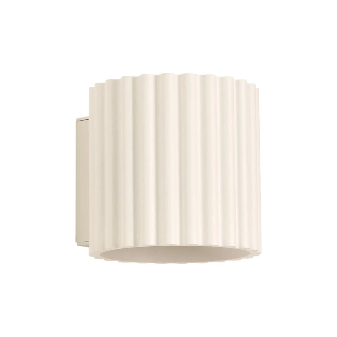 Applique murale aura beige en forme unique inspirée avec design cylindrique cannelé crème moderne