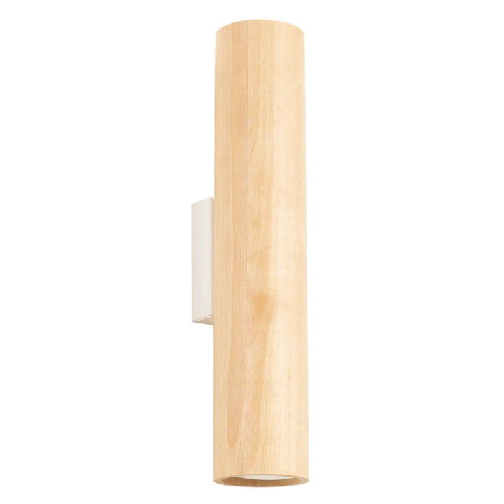 Applique murale lino en bois lino clair cylindrique avec support mural blanc en matériaux nobles et design minimaliste