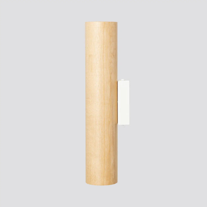 Applique murale lino cylindrique en bois lino clair avec un accent rectangulaire blanc en matériaux nobles