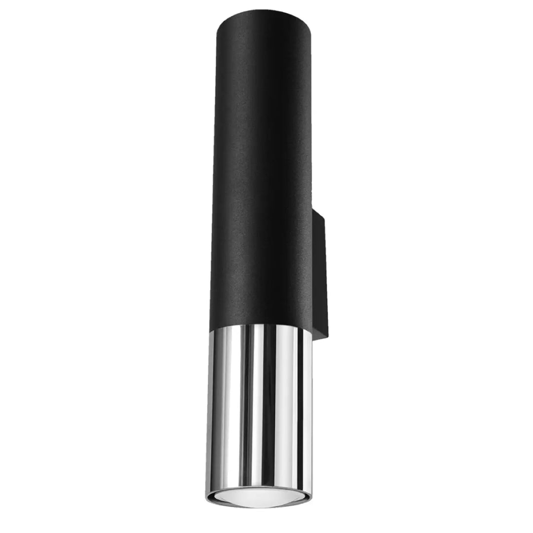 Applique murale loopez noir chrome cylindre en métal avec design moderne et finition chromée élégante pour intérieur contemporain