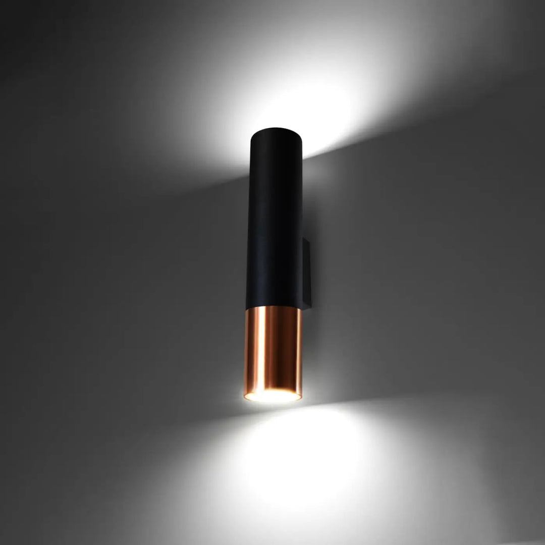 Applique murale loopez noir cuivre cylindrique en métal avec design moderne pour éclairage intérieur élégant