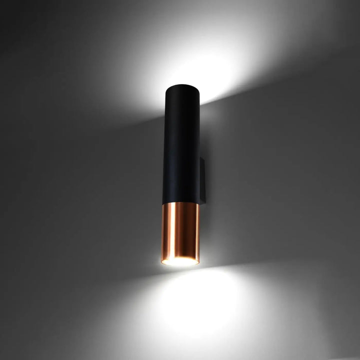 Applique murale loopez noir cuivre cylindrique en métal avec design moderne pour éclairage intérieur élégant