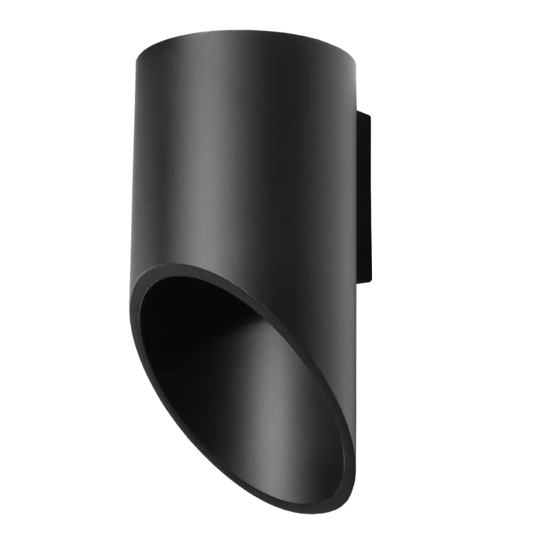 Applique murale penne 20 noir cylindrique avec module led et ouverture inclinée pour ampoule led efficace
