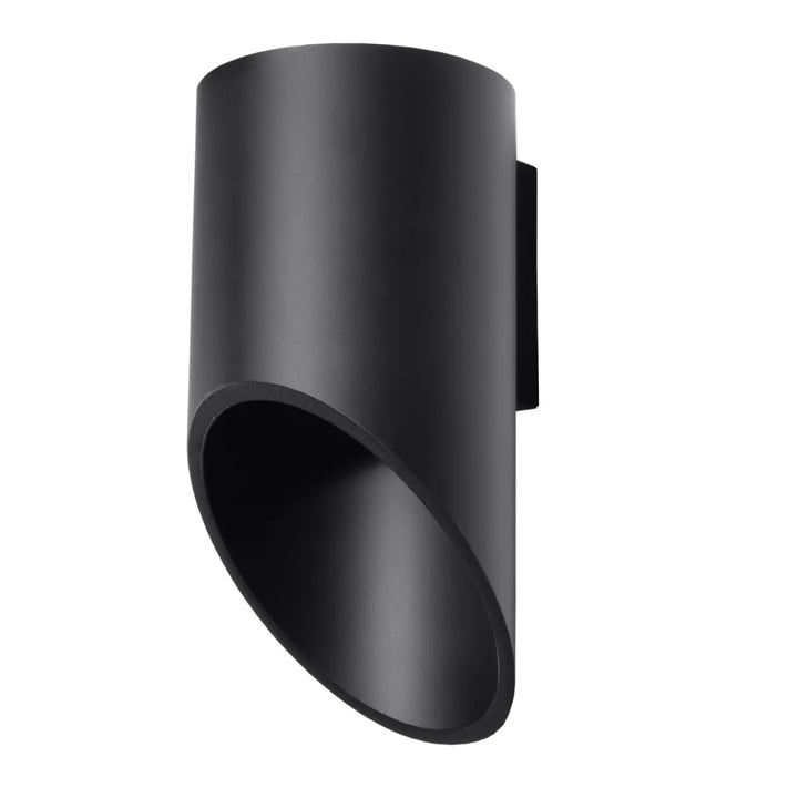 Applique murale penne 20 noir cylindrique avec module led et ouverture inclinée pour ampoule led efficace