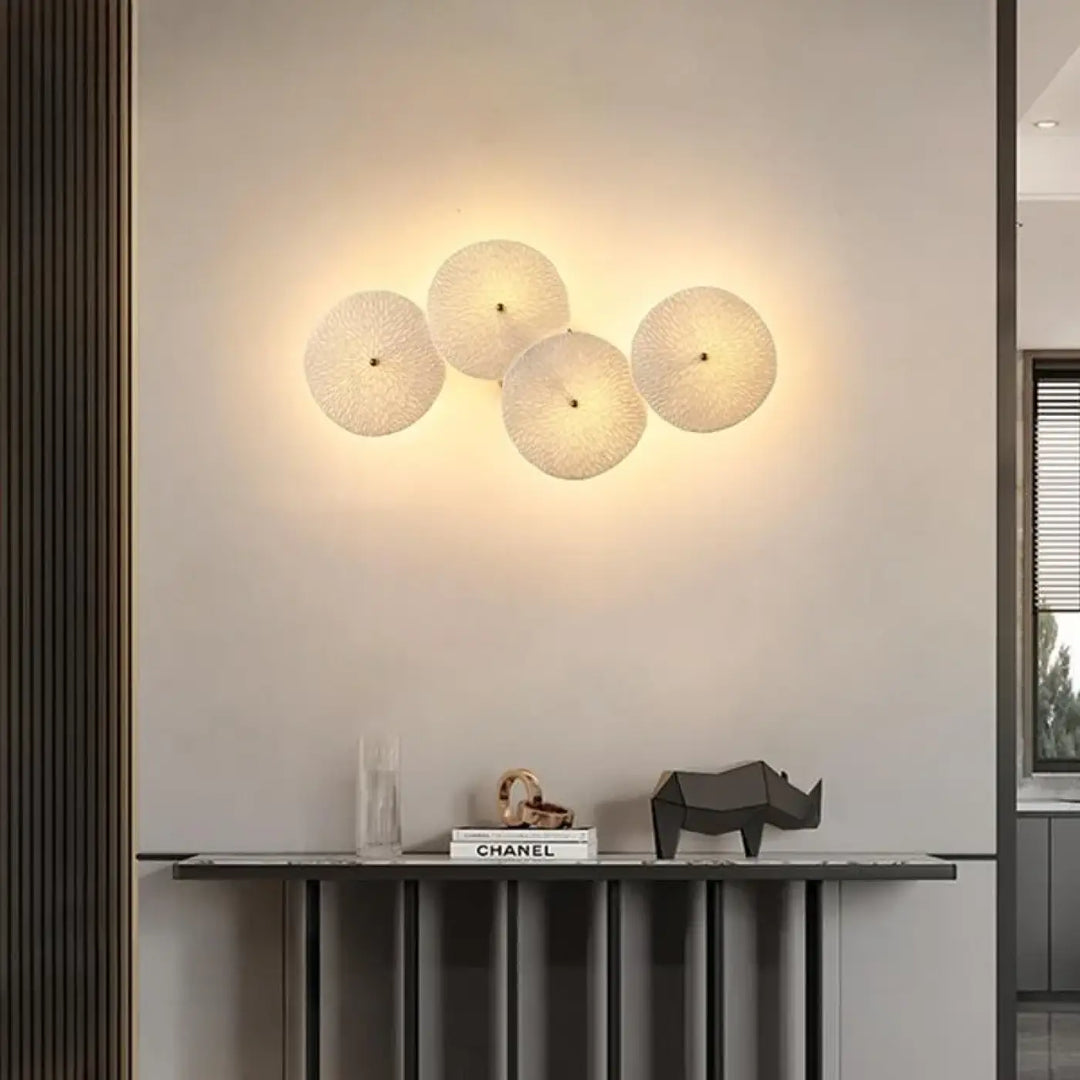 Applique murale décorative design en verre structuré blanc