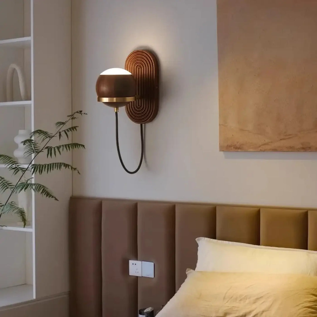 Applique murale design en bois de noyer moderne marron chic