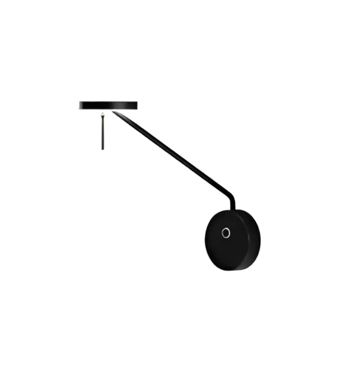 Applique murale xalto avec bras long en finition mate noire et lumière directionnelle monté au mur avec base circulaire