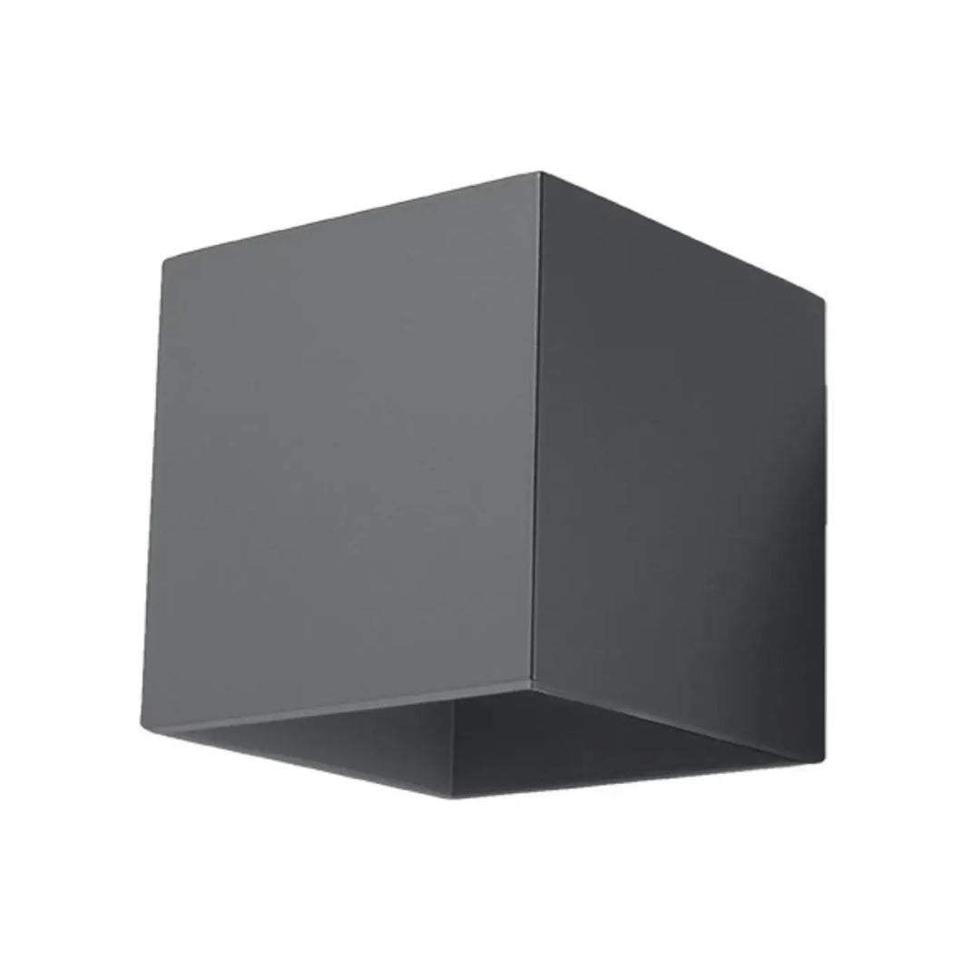 Applique murale quad noire mate en forme de cube pour éclairage extérieur avec finition bois naturel anthracite