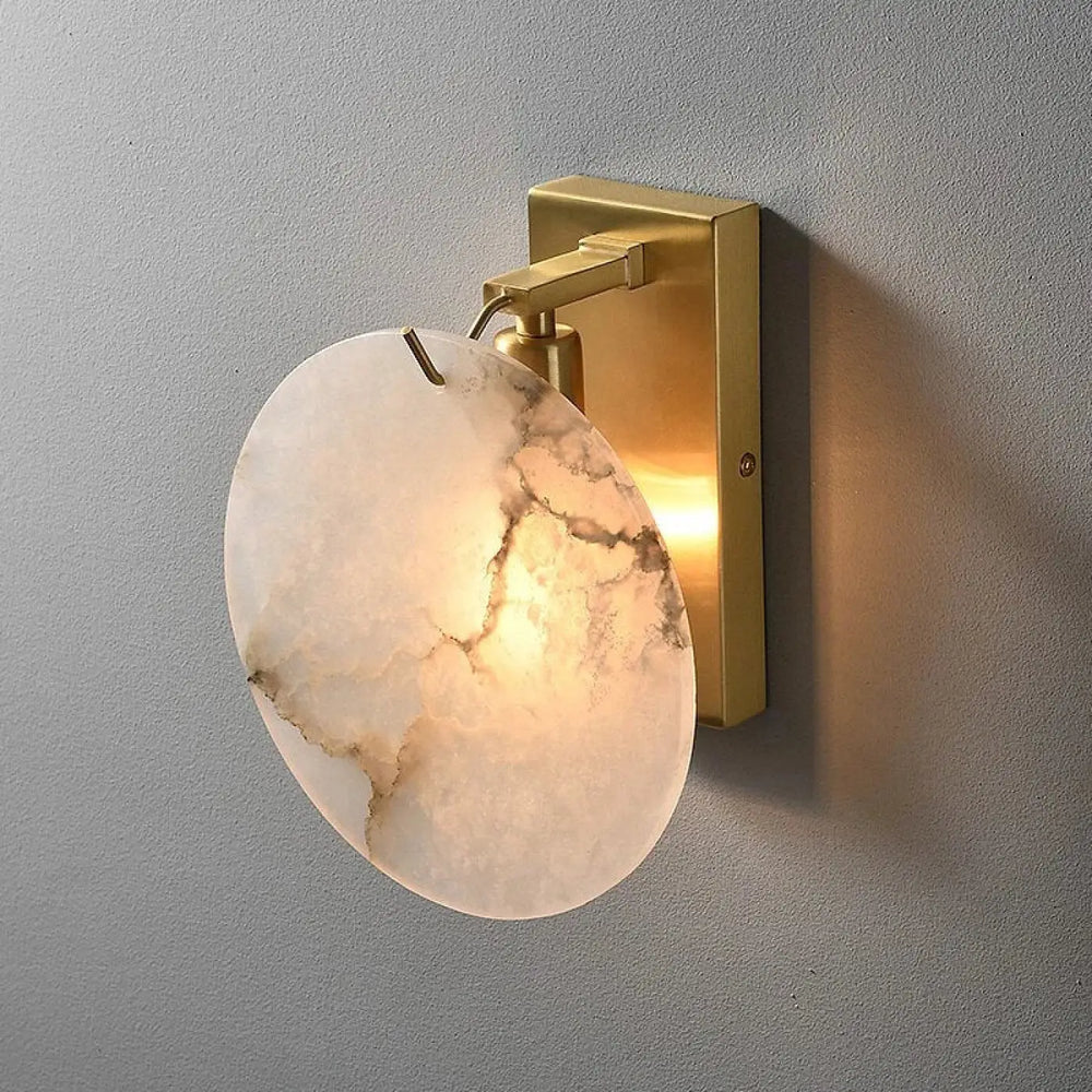 Applique murale design effet marbre et base dorée