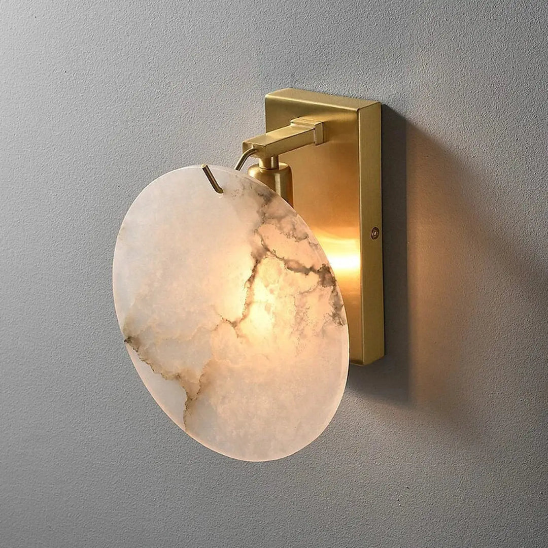 Applique murale design effet marbre et base dorée