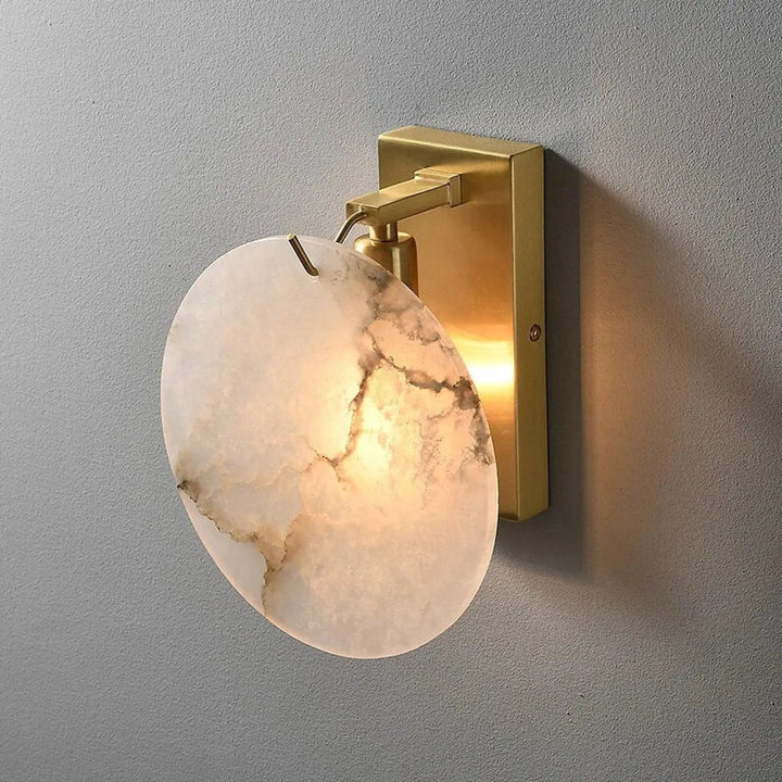 Applique murale design effet marbre et base dorée