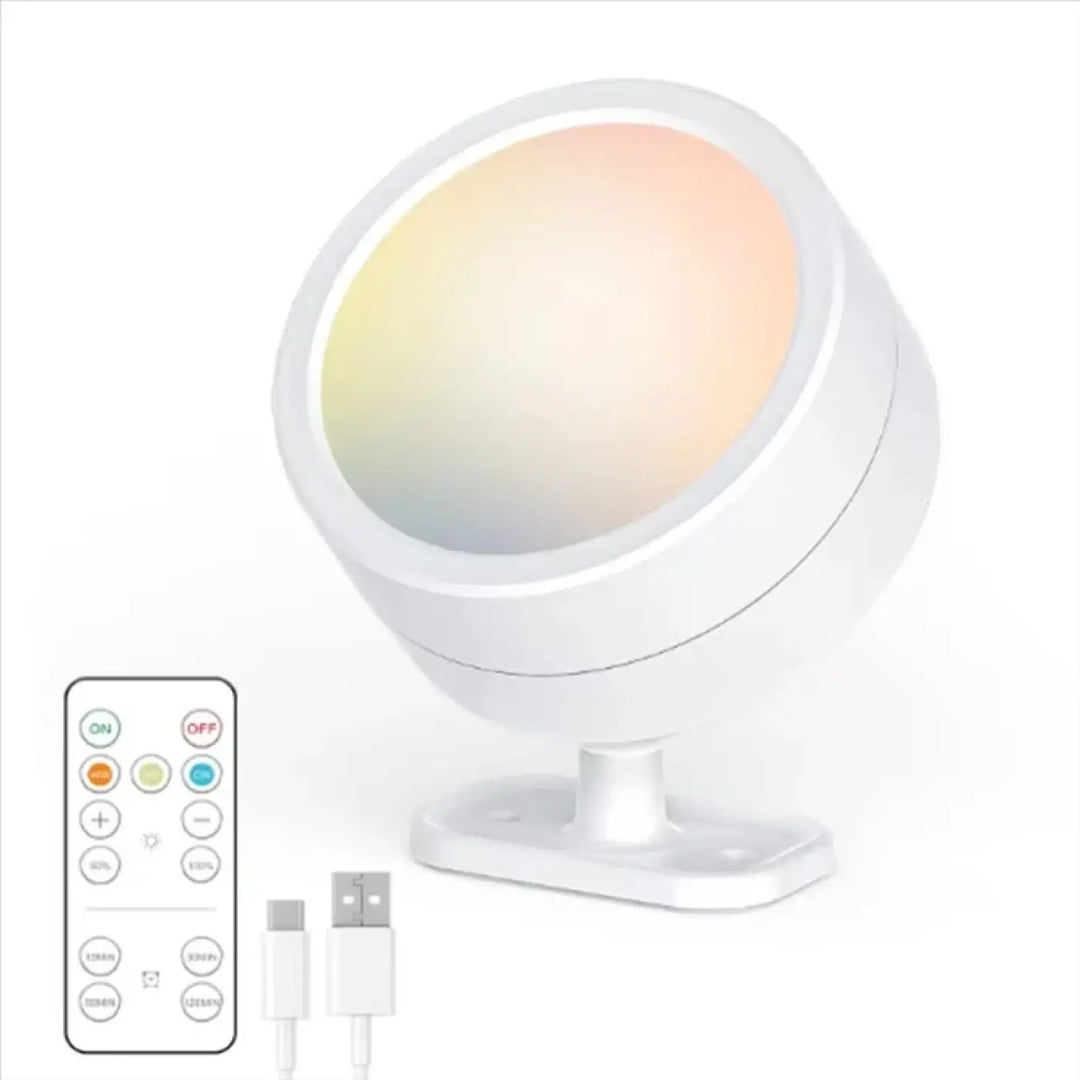 Applique murale lunis led circulaire blanche avec réglage couleur et télécommande pour un faisceau lumineux murale contemporaine