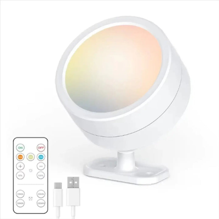Applique murale lunis led circulaire blanche avec réglage couleur et télécommande pour un faisceau lumineux murale contemporaine