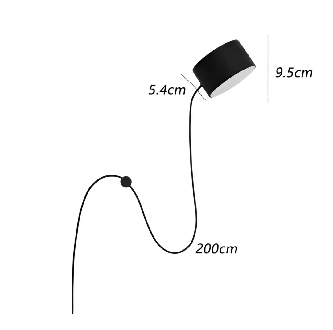 Applique murale design flexible noire avec câble long chic