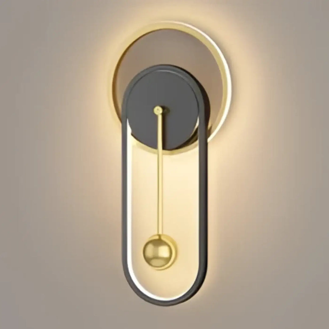 Applique murale dorano design avec finition noir et or, anneau circulaire élégant et halo lumineux sphérique