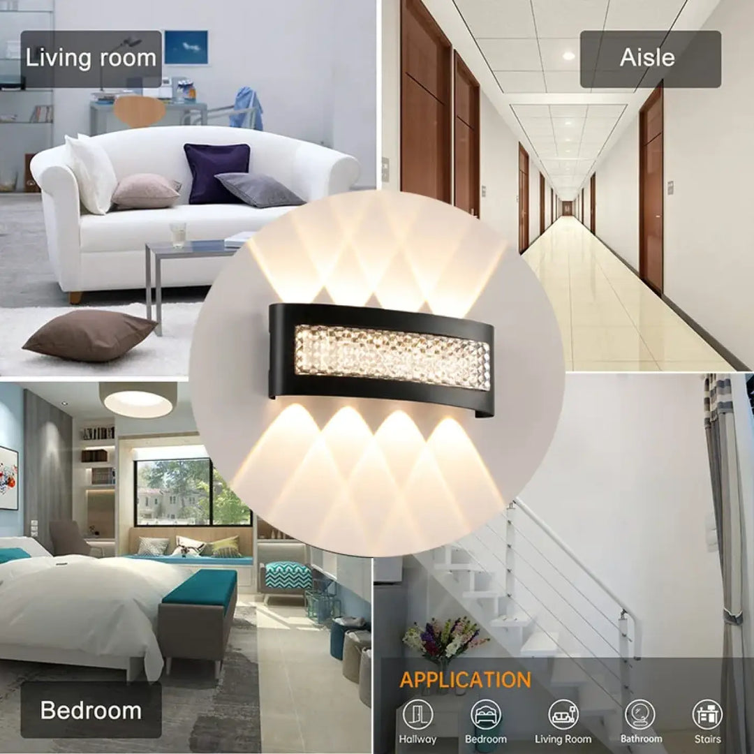 Applique design led avec diffuseur cristal style élégant