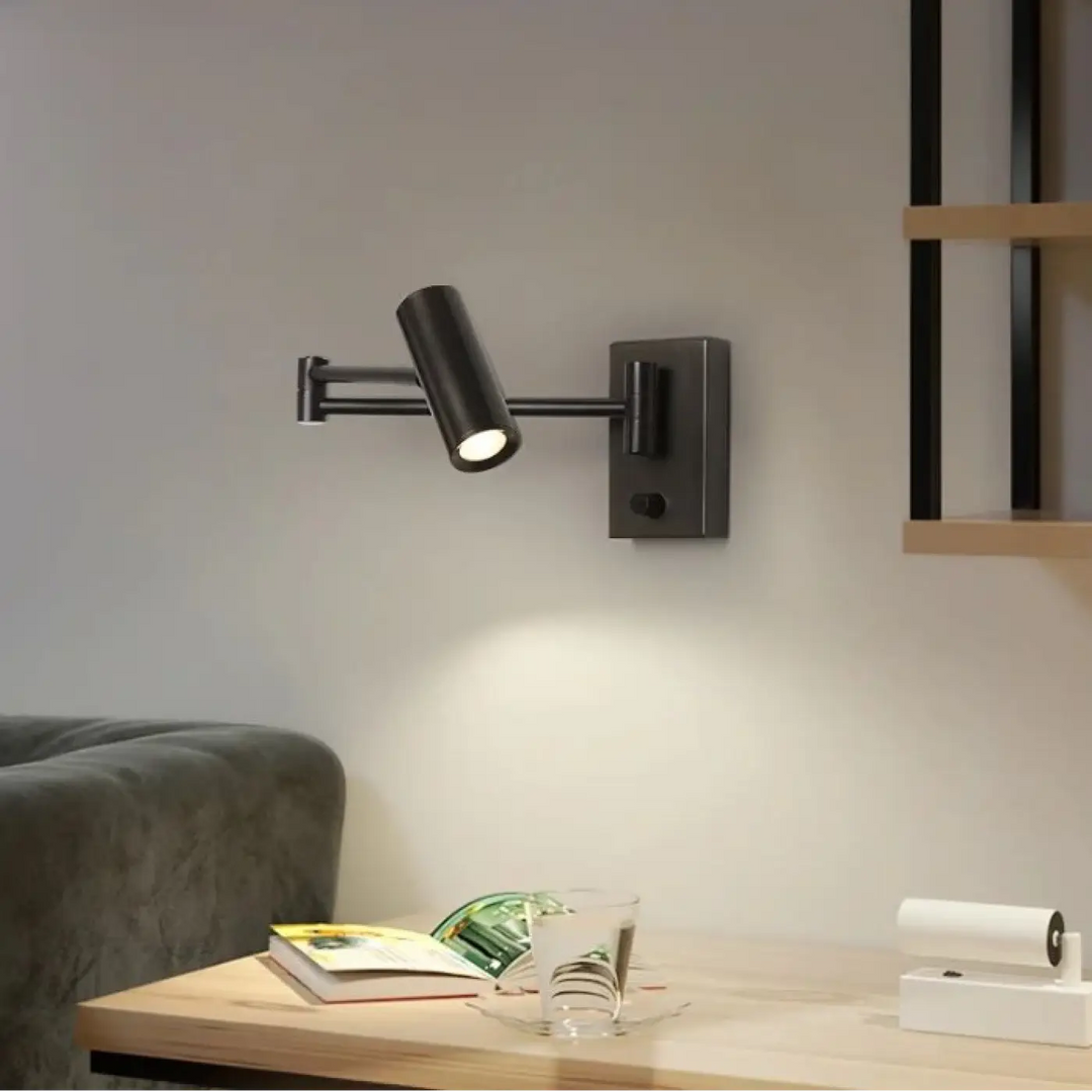 Applique murale fokus noire ajustable avec design moderne pour éclairage mural intérieur pratique et élégant