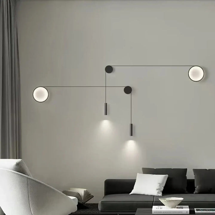 Applique Murale Design Noire Avec Éclairage Double Suspendu