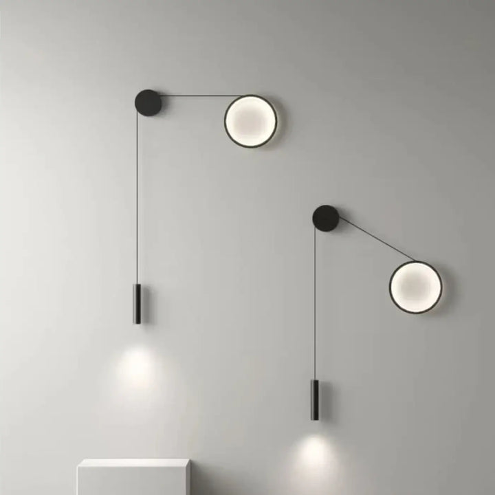 Applique Murale Design Noire Avec Éclairage Double Suspendu