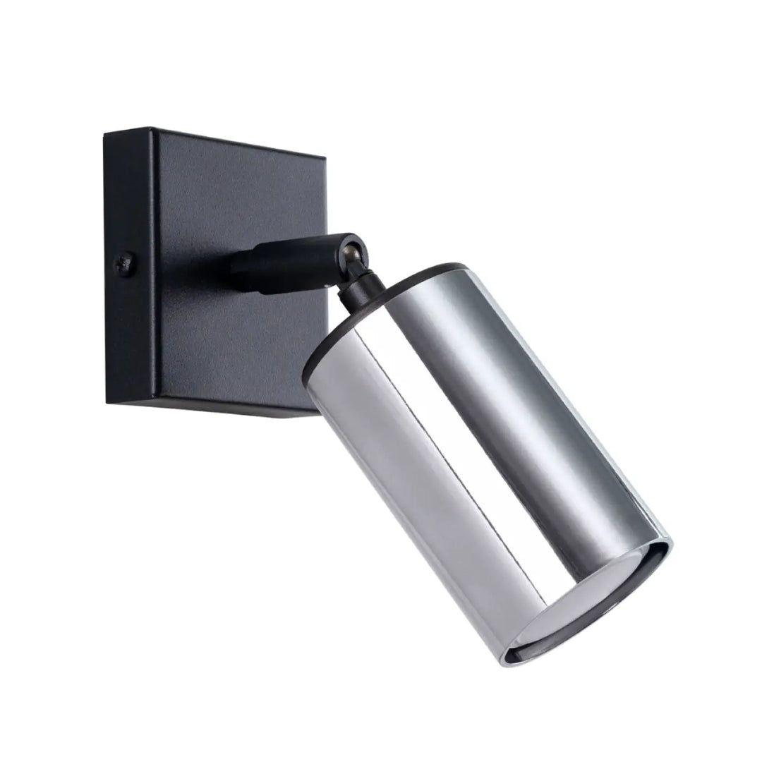 Applique winx noir chrome spot mural moderne en métal chromé avec tête cylindrique pour éclairage ciblé