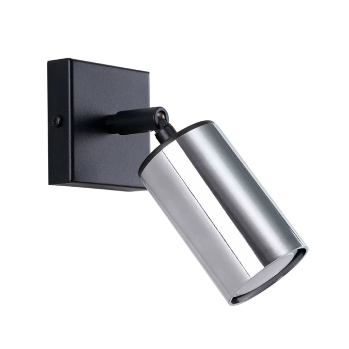 Applique winx noir chrome spot mural moderne en métal chromé avec tête cylindrique pour éclairage ciblé