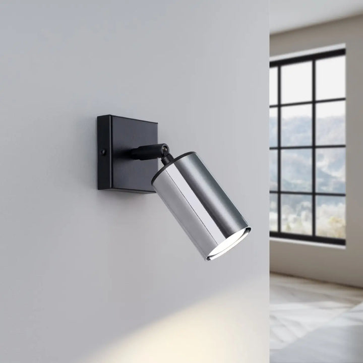 Applique winx noir chrome moderne en métal avec spot mural orientable pour éclairage ciblé design lampe winx allie