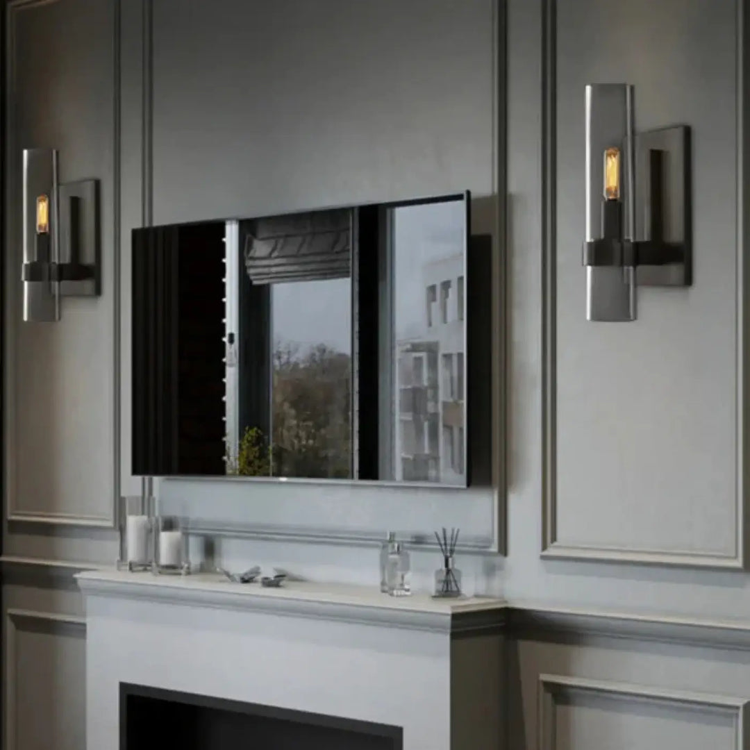 Applique murale design avec tubes en verre luxe doré noir