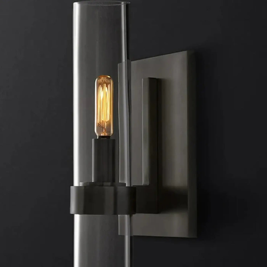 Applique murale design avec tubes en verre luxe doré noir