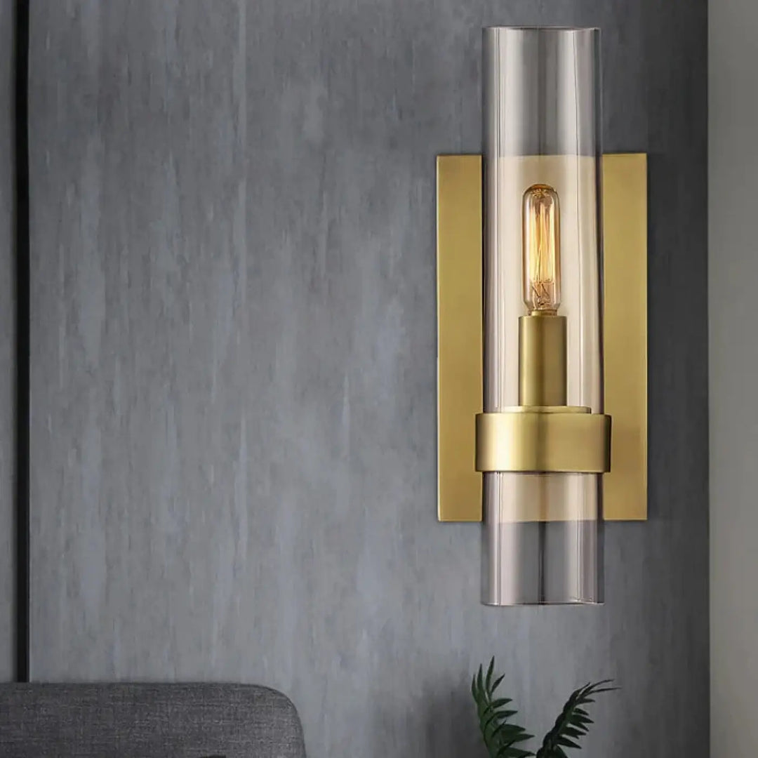 Applique murale design avec tubes en verre luxe doré noir