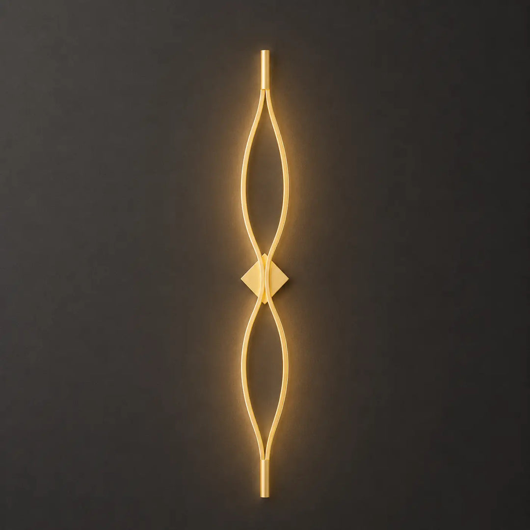 Applique murale gold ton avec led incurvé et accent central diamant pour salle à manger ou chambre moderne