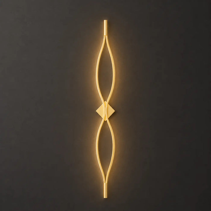 Applique murale gold ton avec led incurvé et accent central diamant pour salle à manger ou chambre moderne