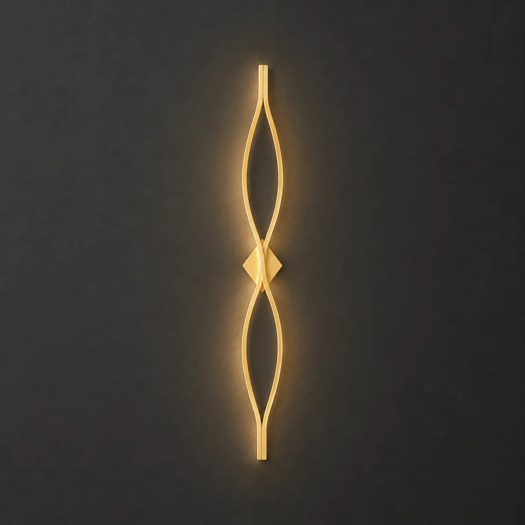 Applique murale alixa dorée en led avec design torsadé moderne pour salle à manger ou chambre avec lumière chaleureuse