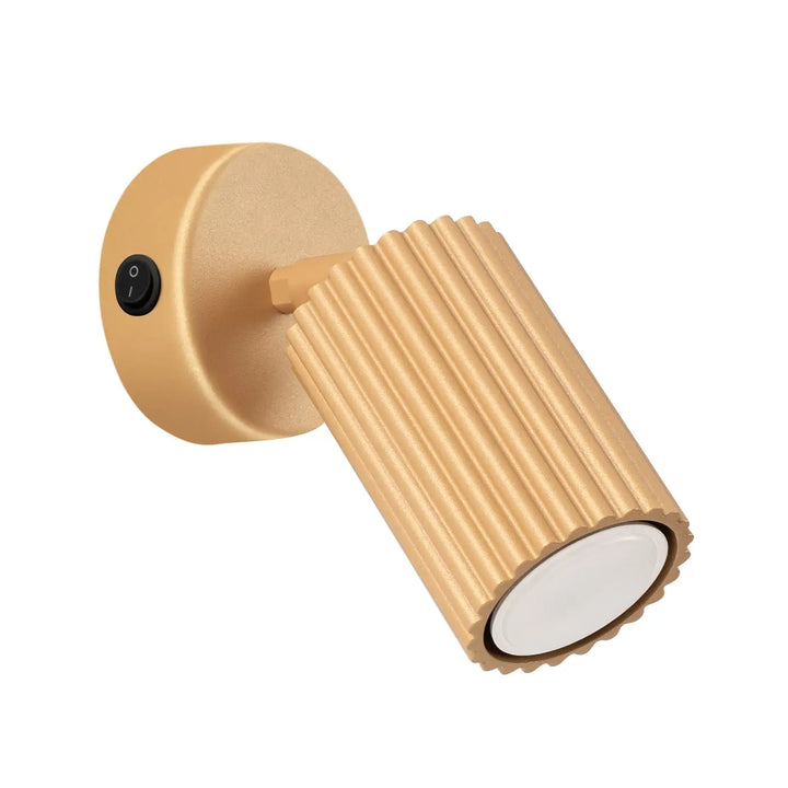 Applique murale karbon or ribbée avec interrupteur noir design minimaliste et ampoules gu10 interchangeables