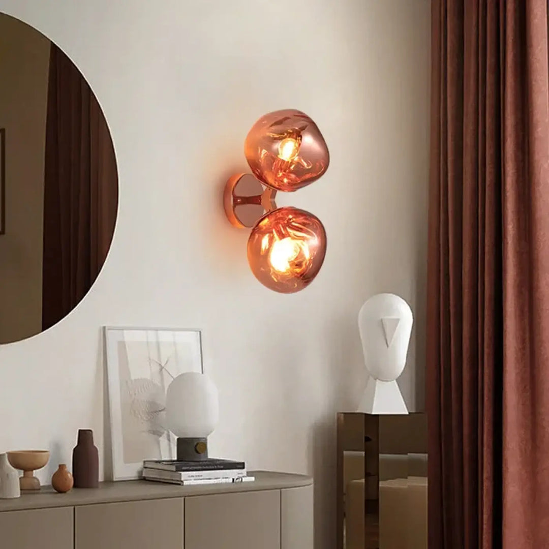Applique Murale Double Globe En Verre Soufflé Coloré

